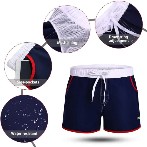 Vista 3 de letsqk de los hombres bañadores de Sexy pantalones cortos Surf Traje de baño natación para hombre
