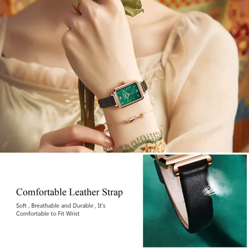 Vista 4 de RORIOS Reloj de pulsera analógico de cuarzo para mujer, reloj de pulsera de estilo minimalista, para mujer