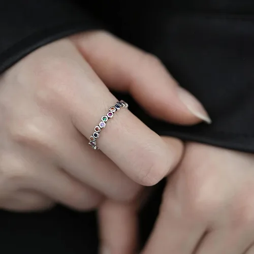 Vista 63 de Anillo de plata 925, anillos de plata ajustables para mujer, anillos de pulgar abiertos, anillos de circonio, anillos ajustables, anillos abiertos