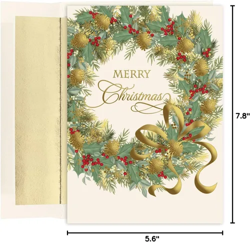 Vista 3 de Masterpiece Studios Holiday Collection 893800 - Tarjetas de Navidad en caja con sobres forrados con papel de aluminio, 15 unidades de 7.8 x 5.6