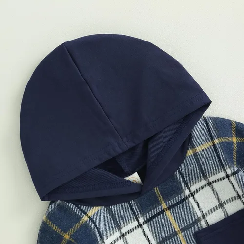 Vista 19 de Twopumpkin Sudadera con capucha a cuadros para bebé niño, mameluco de manga larga con capucha para otoño e invierno