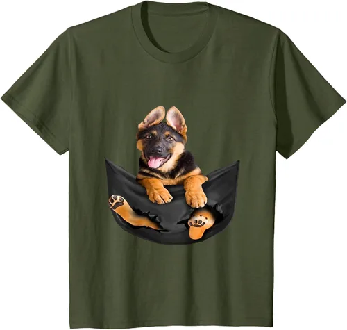 Vista 9 de Dog Lovers Gifts - Camiseta divertida con cara de perro con bolsillo, Negro, S