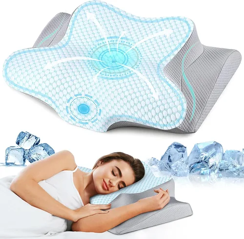 Vista 9 de Cervicac Almohada cervical para aliviar el dolor, almohada ergonómica para dormir de lado para soporte del cuello, almohada cervical ortopédica