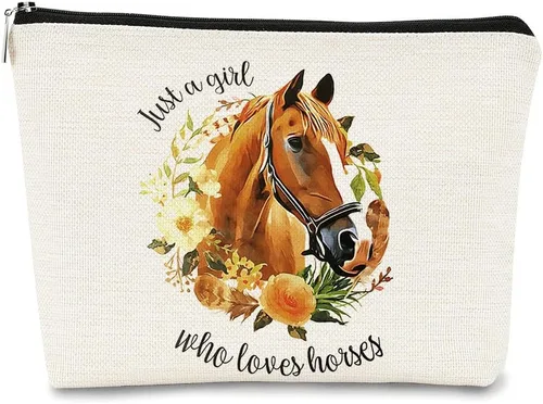 Vista 13 de BARPER Bolsa de maquillaje Hey Girl Horse con gafas de sol Hey Farm Flowers bolsa cosmética bolsa de maquillaje mejor idea de regalo para amantes