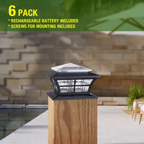 Vista 4 de KS4103QTX2 - Luces solares para tapa de poste de 4 x 4 pulgadas para postes de madera, paquete de 2