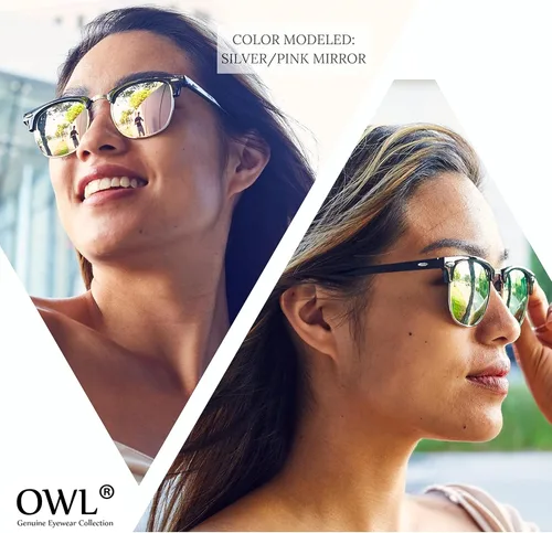 Vista 3 de Owl Semi-Rimless Metal Plastic Mens Womens Sunglasses UV400 Protection Smoke Lens Vintage Retro Sunglasses Womens Mens