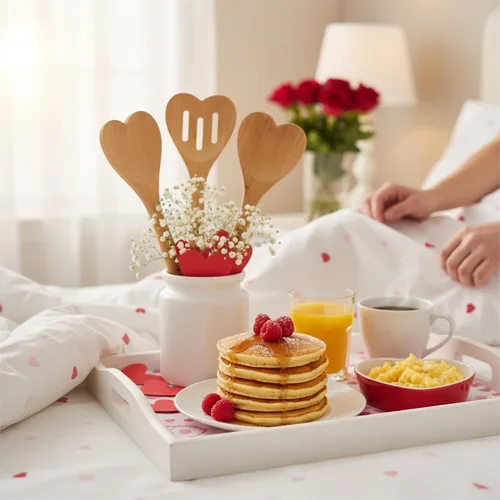 Vista 4 de Yinder 3 cucharas de madera en forma de corazón, utensilios de cocina de bambú, cucharas de corazón grabadas para cocina, regalos de boda