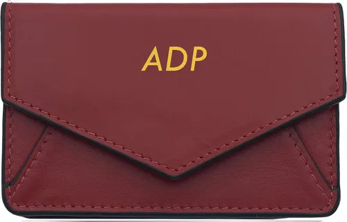 Vista 9 de Titular de la tarjeta RFID personalizado negro/rojo de cuero genuino