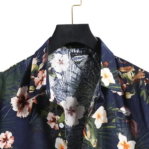 Vista 4 de Flower Hawaiian Shirt Men Short Sleeve Fashion Cooling Summer Beach Shirt Tropical Floral Casual Button Down Shirt Top