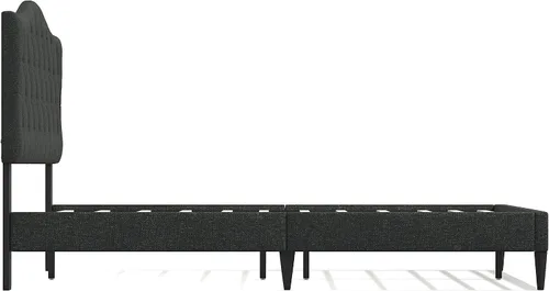 Vista 5 de Glenwillow Home OROS - Marco de cama tapizado con plataforma copetuda, respaldo copetudo, base de colchón, soporte de listones de madera, no Gris