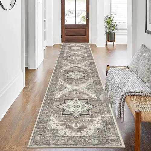Vista 12 de Pauwer Alfombra vintage de flores 2 x 3 pulgadas, estilo envejecido, antideslizante, de pelo bajo, tapete para entrada, interior, pequeña, retro