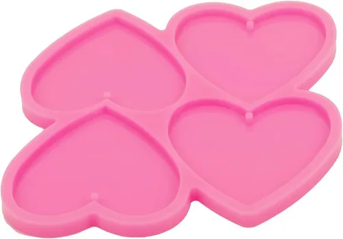 Vista 9 de Molde de silicona brillante de 4 cavidades con agujero, molde de resina epoxi para manualidades, llaveros, dijes, colgantes, collares, joyería