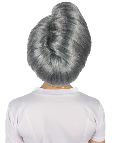 Vista 4 de HPO Peluca de película de fantasía animada para mujer, color gris oscuro, fiesta de disfraces de Halloween, gorra transpirable sin tapa, fibra
