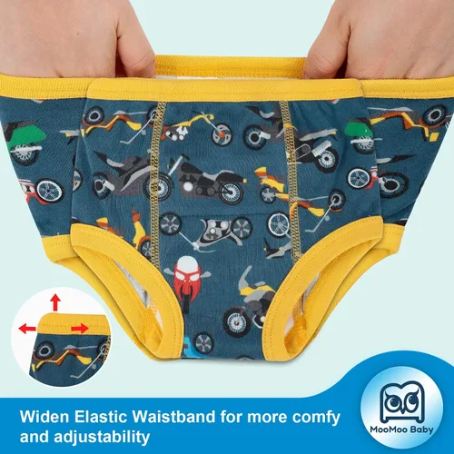 Vista 5 de MooMoo Baby 6 paquetes de ropa interior absorbente para entrenamiento para niños pequeños, pantalones de entrenamiento para niños pequeños 2T-9T