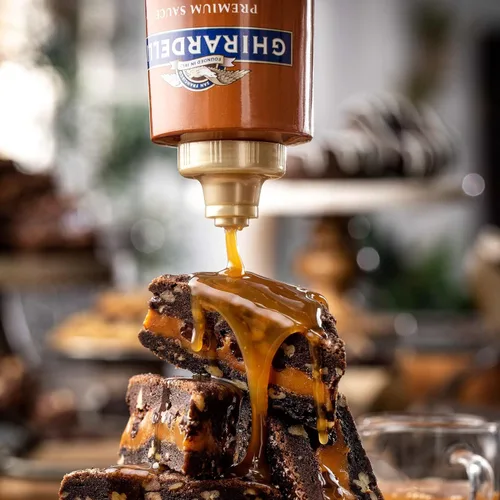 Vista 9 de Ghirardelli 1 - Salsas de caramelo y 2 - salsa de caramelo con sal marina, botellas de presión de 16 oz con cuchara barista estampada