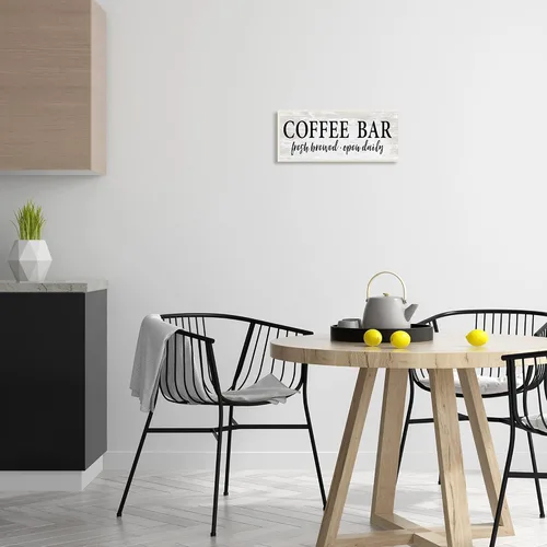 Vista 3 de Stupell Industries Letrero de barra de café con diseño rústico de grano con letras y forrado, placa de pared, 17 x 7 pulgadas