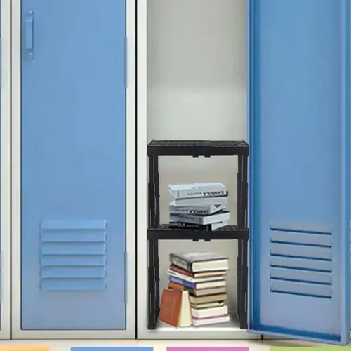 Vista 4 de Svartur Organizador de estante ajustable con espejo magnético y estante para bolígrafos, organizador de casillero para el trabajo, escuela, oficina