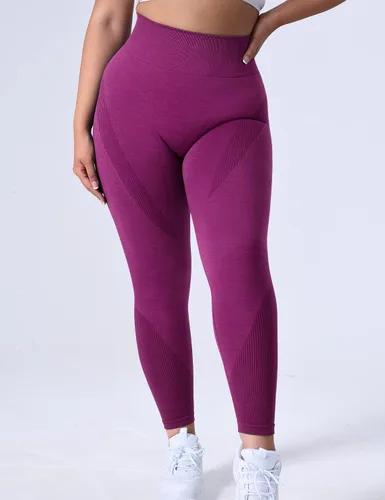 Vista 4 de YEOREO Leggings de entrenamiento de ozono sin costuras para mujer, cintura alta, levantamiento de glúteos, pantalones de yoga reciclados