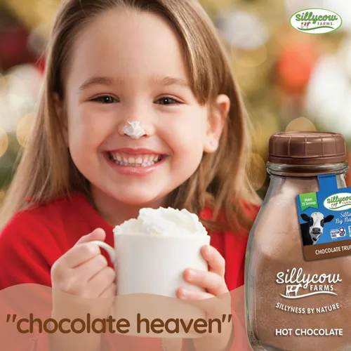 Vista 4 de Sillycow Farms - Mezcla de chocolate caliente sabor Delicia rica de cacao caliente Sin gluten, sin OMG, sin lácteos Mezcla de cacao en polvo