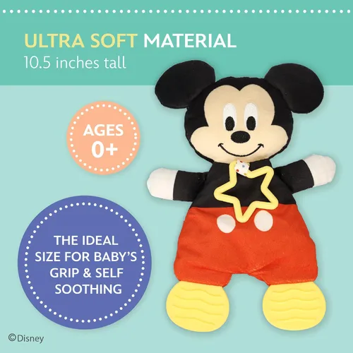 Vista 3 de Kids Preferred Disney Baby Mickey Mouse - Peluche y mordedor sensorial arrugado para bebés recién nacidos, niños y niñas de 10 pulgadas