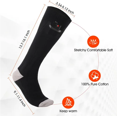Vista 3 de Calcetines térmicos para hombres, calcetines térmicos con batería, calcetines de calefacción eléctrica para hombres y mujeres, para montar al aire