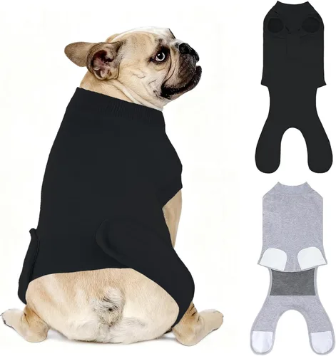 Vista 14 de Paquete de 2 unidades de algodón transpirable para perros de recuperación para después de esterilizar heridas abdominales, protectores profesionales