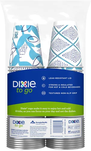 Vista 2 de Dixie To Go Vasos de papel desechables con tapa resistente a fugas, 12 onzas, 60