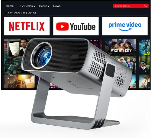 Vista 9 de [Officially-Licensed App & Auto Focus]Black Smart Mini Projector with WiFi and Bluetooth, XuanPad 4K Support Movie Projector, Portable Native 1080P