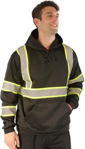 Vista 14 de sesafety Sudadera de alta visibilidad de clase 3 para hombre, sudadera con capucha, sudadera con capucha de seguridad de alta visibilidad