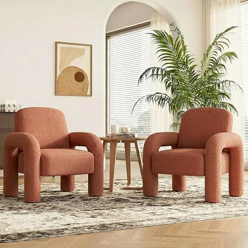 Vista 12 de Dewhut Silla moderna con acento Sherpa, sofá individual tapizado de estilo teddy, silla de lectura acogedora y esponjosa para sala de estar Negro