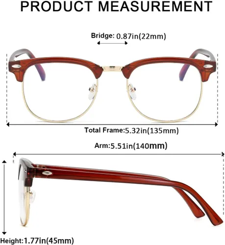 Vista 4 de Gafas de lente transparente de medio marco sin montura clásica vintage de moda