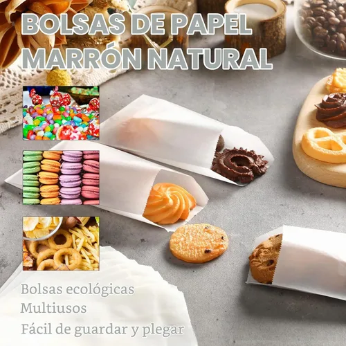 Vista 3 de 600 bolsas de papel encerado de vidrio plano para golosinas, bolsas de galletas semitransparentes para panadería, galletas, dulces, postres