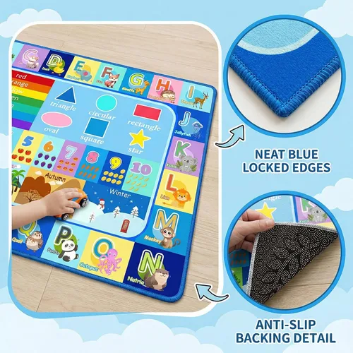 Vista 2 de Alfombra infantil para sala de juegos, dormitorio, 2.5 x 4 pies, alfombra educativa ABC para aula, guardería, alfombra antideslizante de aprendizaje