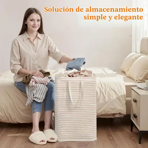 Vista 9 de Lifewit Cestas de lavandería grandes de 75 litros, bolsas para cestas de Beige