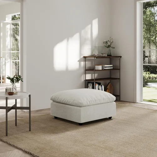 Vista 34 de Sofá seccional moderno de lino en forma de L para sala de estar, sofás modulares con relleno de plumón, fundas de cojín de sofá desmontables, sofá