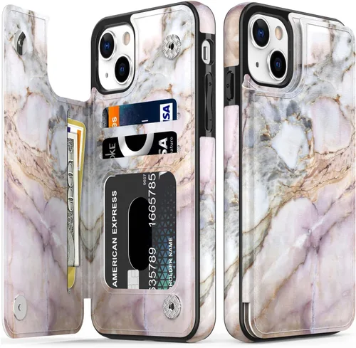 Vista 114 de LETO para iPhone 15 Pro Funda tipo cartera - Tapa tipo folio con patada - Diseños de moda - Tarjetero - Funda protectora para mujeres y niñas - 6.1
