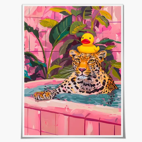 Vista 15 de Divertido arte de pared de gato negro para baño, periódico de lectura de gatos sobre inodoro, póster de mascota humorística rosa para decoración