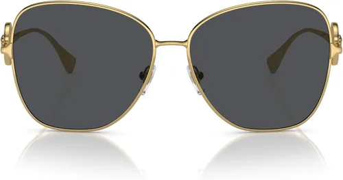 Vista 3 de Versace Lentes de sol para mujer, montura dorada, lentes gris oscuro, 2.362in