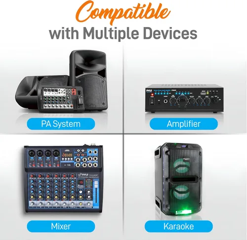 Vista 3 de Pyle Sistema de micrófono inalámbrico de 2 canales, juego de micrófono digital UHF portátil con 2 auriculares, 2 solapas, 2 transmisores, cable de ¼
