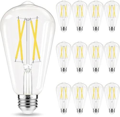 Vista 11 de GvvooHome Bombillas LED Edison, bombilla E26 equivalente a 60 vatios, no regulable, blanco frío 4000 K, bombillas vintage ST58, 90+ CRI, 6 W 600 LM