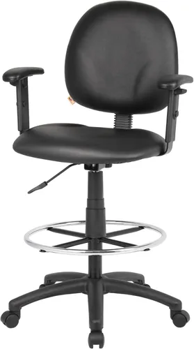 Vista 5 de Boss Office Products B1691-CS Stand Up Caressoft Taburete de dibujo con brazos ajustables en negro