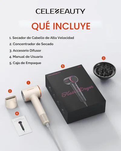 Vista 9 de Secador de pelo iónico con difusor para cabello rizado, secador de viaje de 0.86 libras