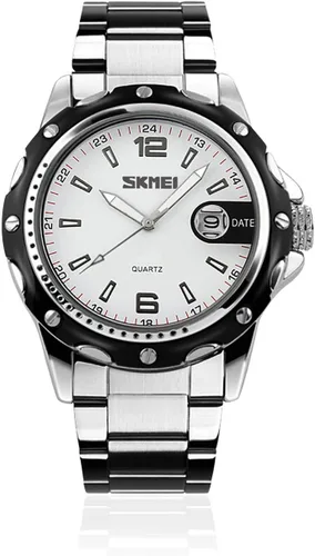 Vista 7 de cofuo Reloj analógico de cuarzo para hombre, con correa de acero inoxidable, reloj de cuarzo analógico, de lujo, para trabajo, casual, impermeable