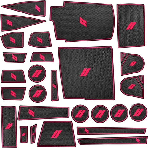 Vista 18 de para Accesorios de Dodge Durango 2021 2022 2023 2024 2025 2026 (Versión de 7 Asientos) Alfombrilla de Forro de Consola Central Insertos de Rojo