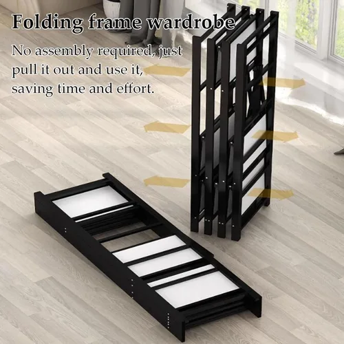 Vista 2 de large closets Folding Closet with Cloth Cover Clothes Closet Portable Wardrobe Closet Metal Iron Frame Closets for Bedroom Large Closet Space-saving