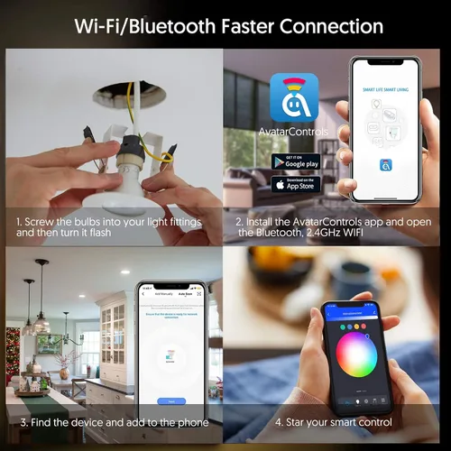 Vista 7 de Paquete de 4 bombillas inteligentes GU10, RGBCW que cambian de color, bombillas LED Alexa de 5 W, bombillas de pista WiFi, regulables