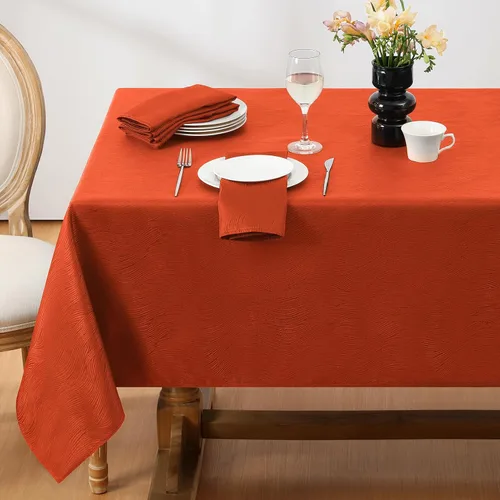 Vista 11 de Softalker Mantel rectangular de jacquard, diseño de remolinos, impermeable, resistente a las manchas, sin arrugas, tela de gran peso para Beige