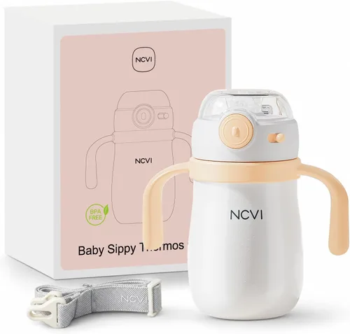 Vista 10 de NCVI PPSU Vaso con Pajita para Leche a Prueba de Derrames para Niños Pequeños de 1-3 Años, Botella de Agua Ligera de Entrenamiento para Bebés