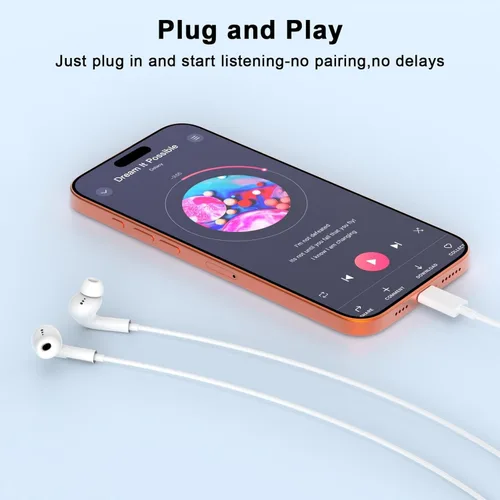 Vista 3 de [Certificado Apple MFi] Auriculares USB C para iPhone 17, 16, 15, auriculares con cable con micrófono y control de volumen, cancelación de ruido