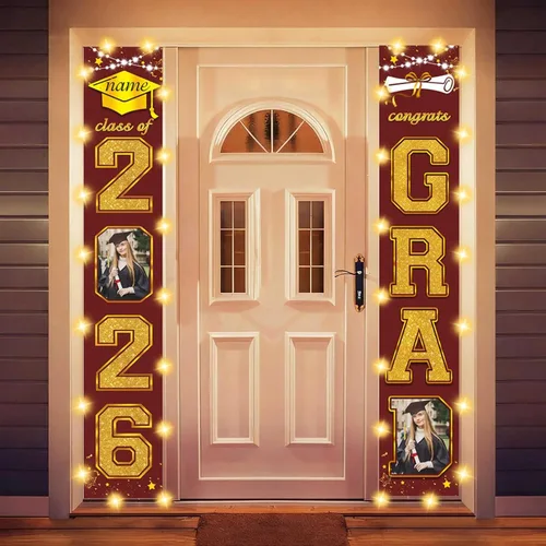 Vista 34 de Decoraciones personalizadas para fiestas de graduación 2026 – Cartel de felicitación de graduación grande – Cartel de fondo de graduación